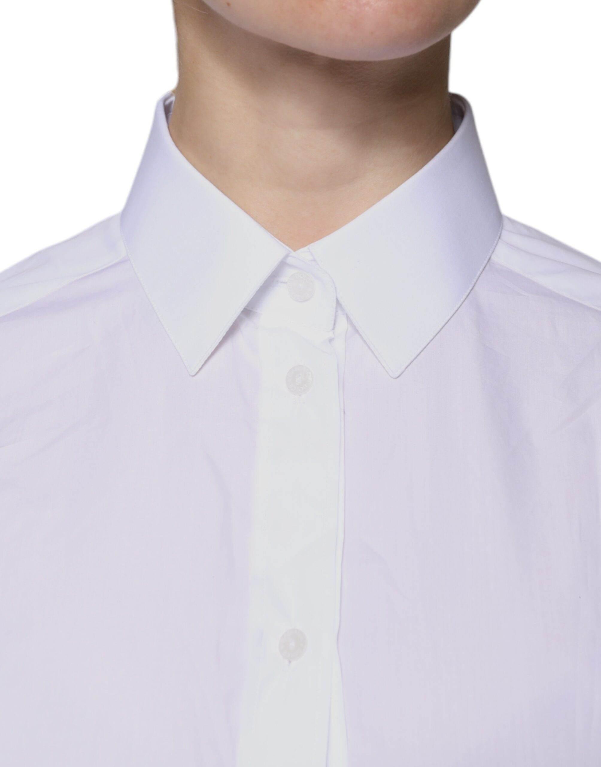 Dolce & Gabbana White Cotton Collared Long Sleeves Shirt Top - Hilstor