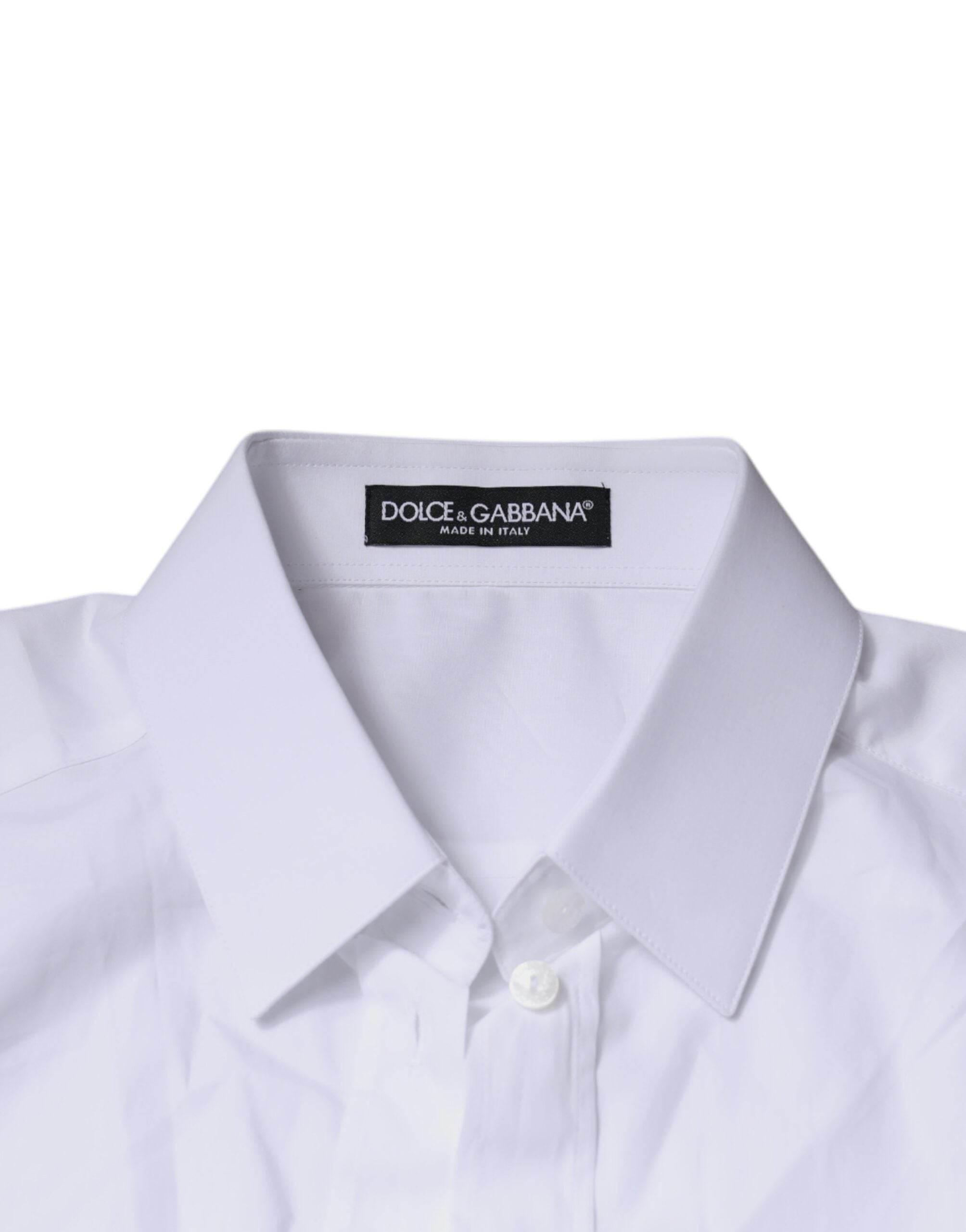 Dolce & Gabbana White Cotton Collared Long Sleeves Shirt Top - Hilstor