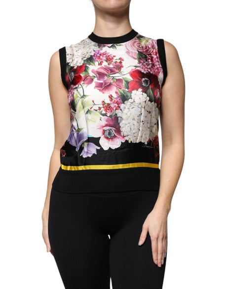 Dolce & Gabbana Multicolor Floral Silk Sleeveless Tank Blouse Top - Hilstor