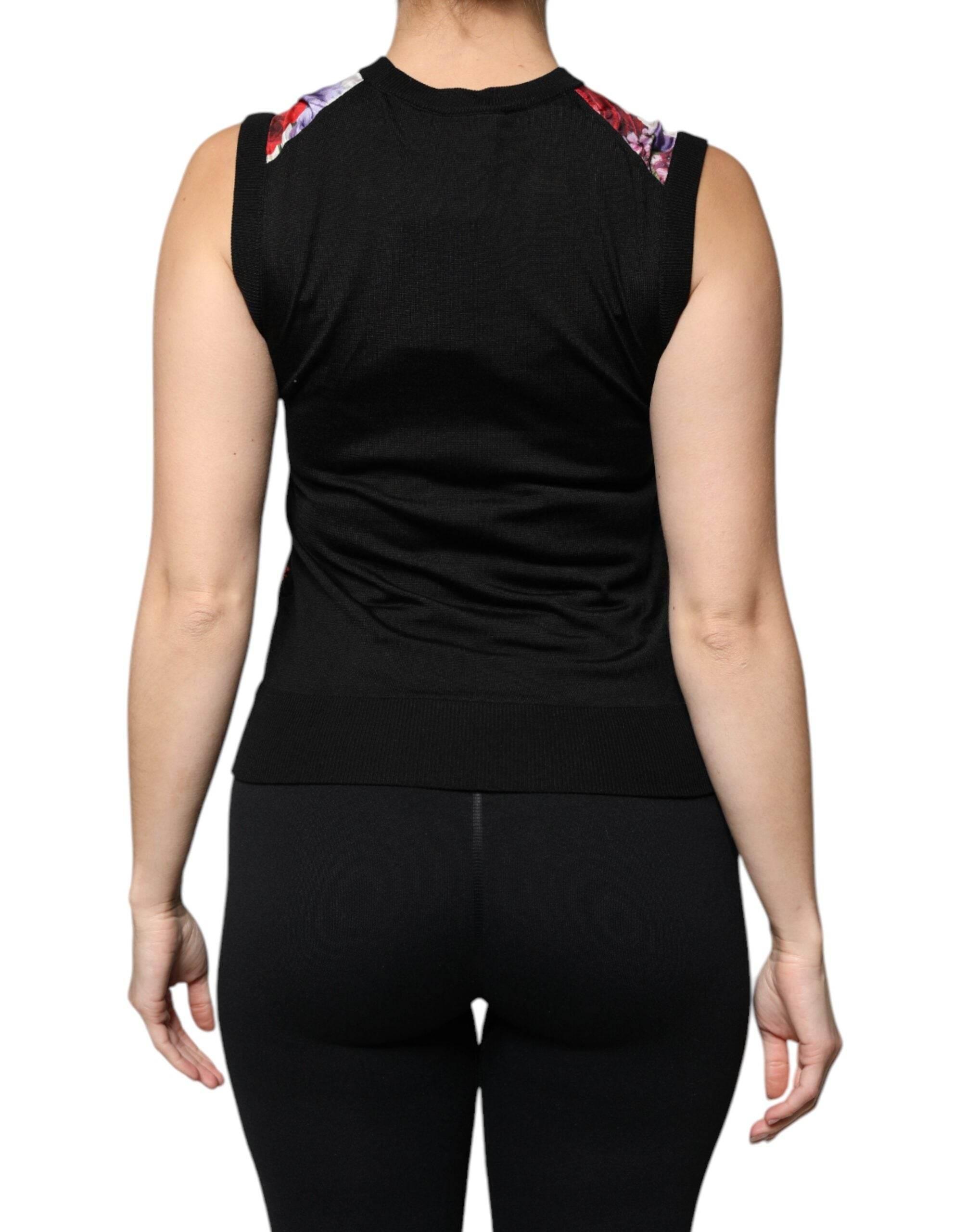 Dolce & Gabbana Multicolor Floral Silk Sleeveless Tank Blouse Top - Hilstor