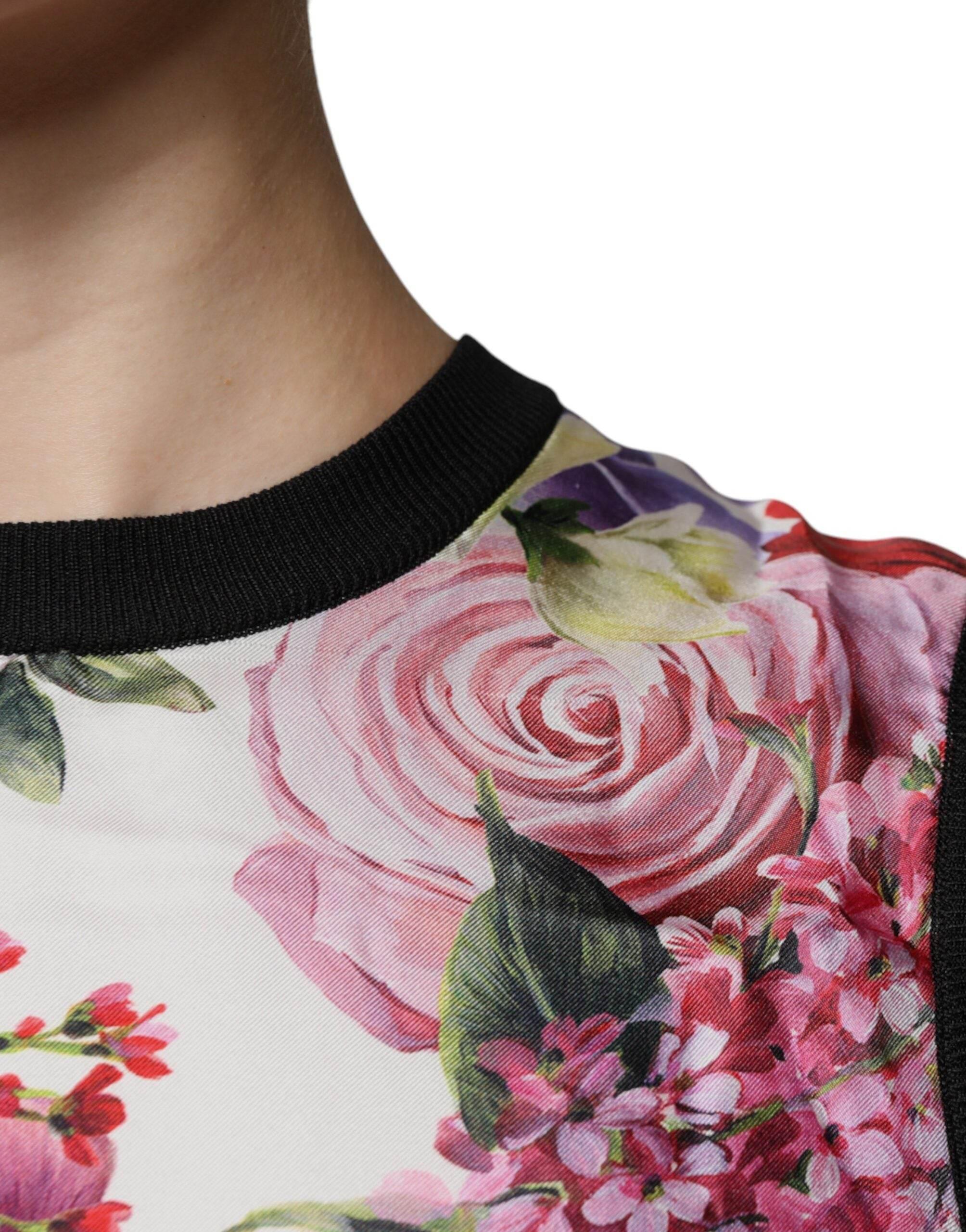 Dolce & Gabbana Multicolor Floral Silk Sleeveless Tank Blouse Top - Hilstor