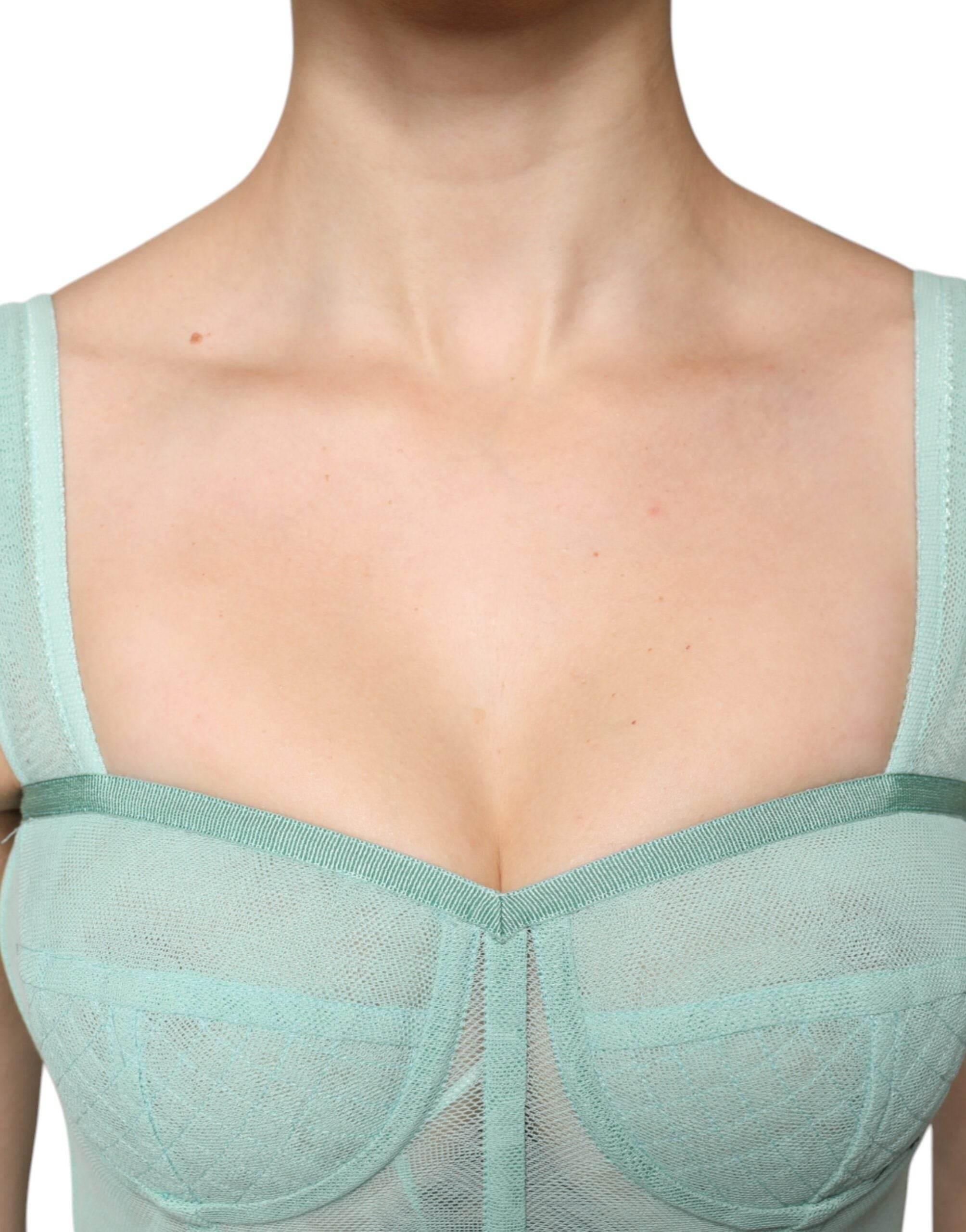 Dolce & Gabbana Green Cotton Bustier Corset Sleeveless Top - Hilstor