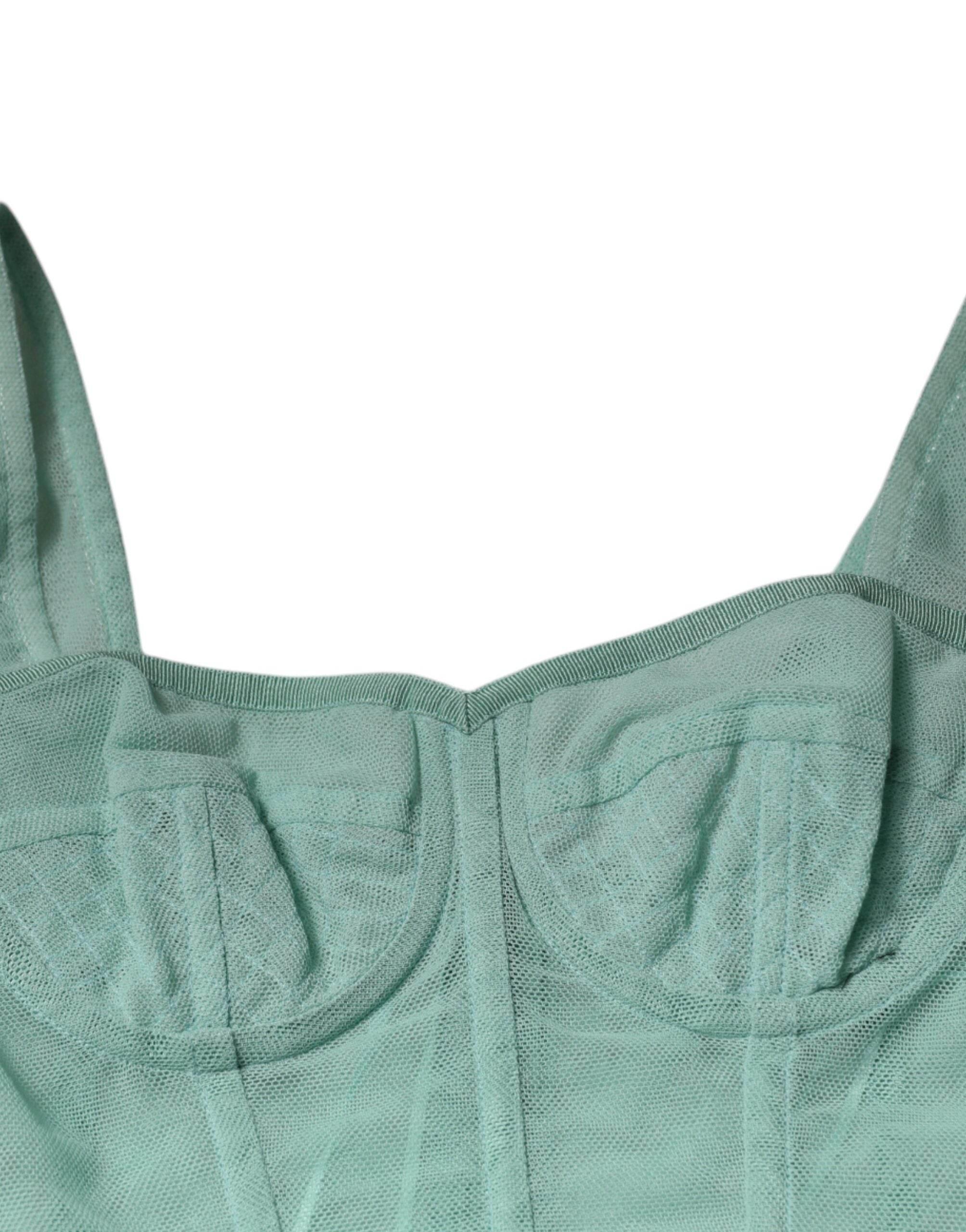 Dolce & Gabbana Green Cotton Bustier Corset Sleeveless Top - Hilstor