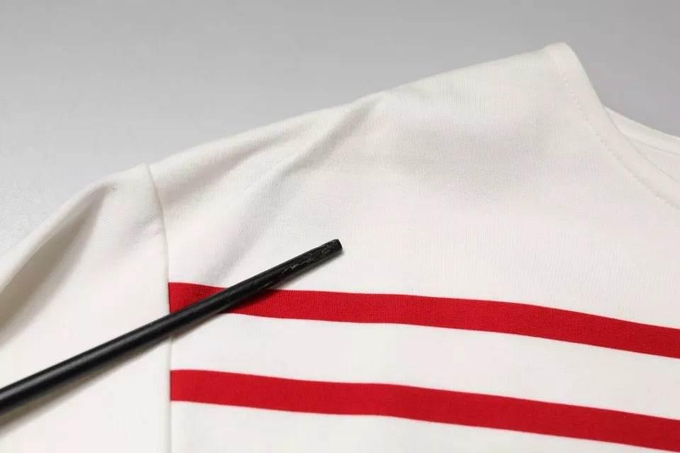 Dolce & Gabbana White Red Stripes Cotton Long Sleeves Top - Hilstor