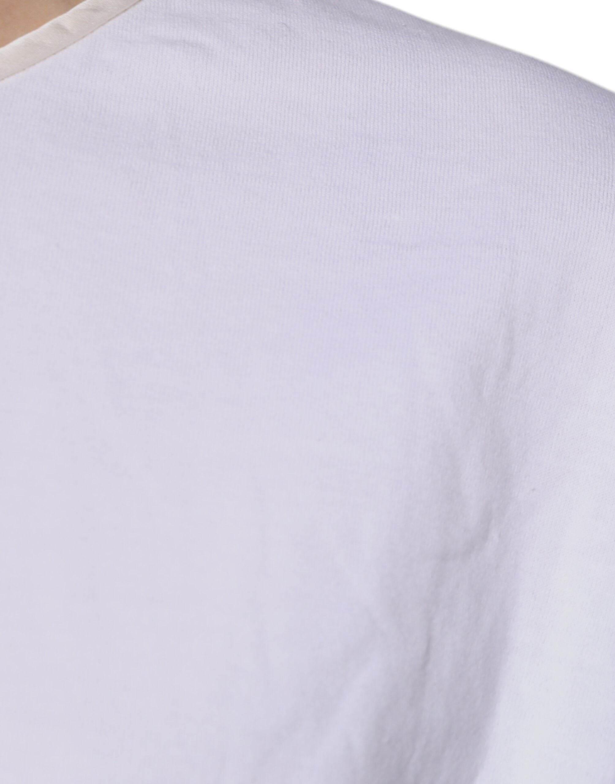 Dolce & Gabbana White Cotton Silk Round Neck Wrap Blouse Top - Hilstor