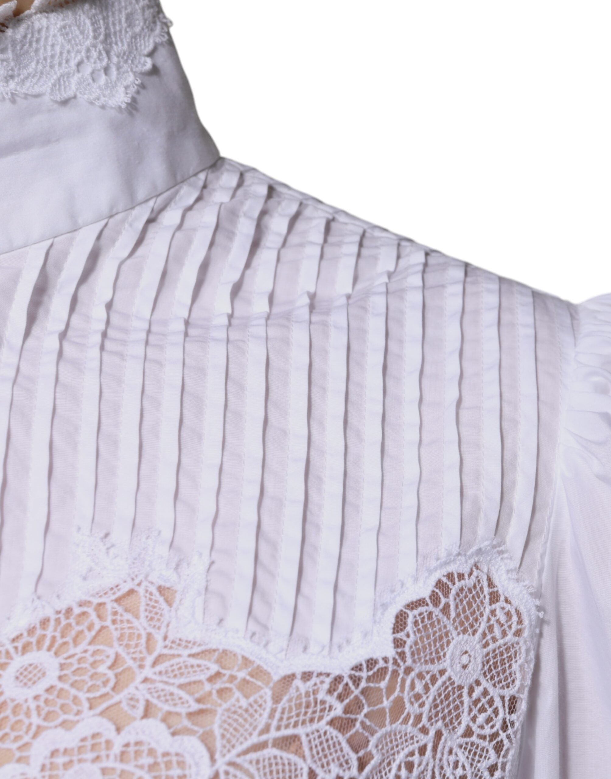 Dolce &amp; Gabbana Hvid bomuld Blouse Trim rullekrave bluse Top