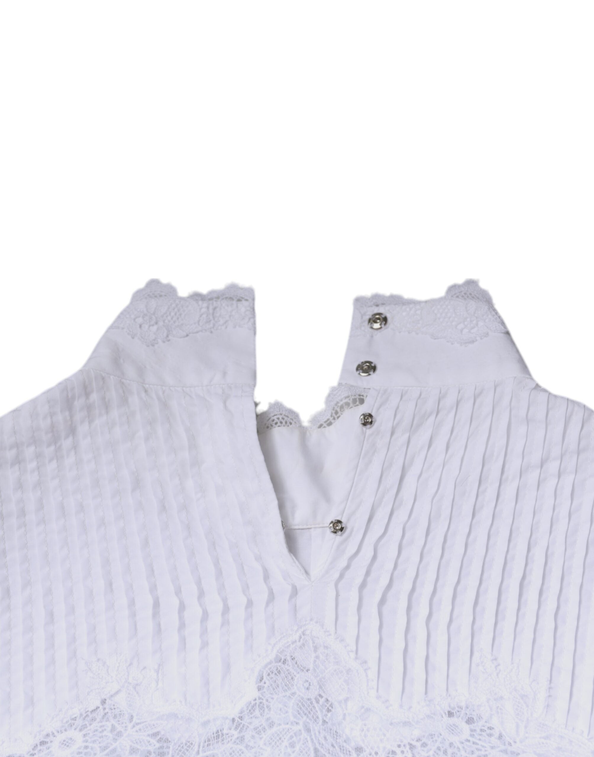 Dolce &amp; Gabbana Hvid bomuld Blouse Trim rullekrave bluse Top