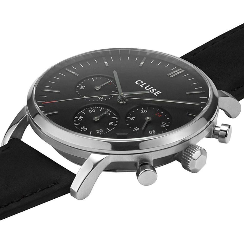 Cluse Black Leather Watch - Hilstor