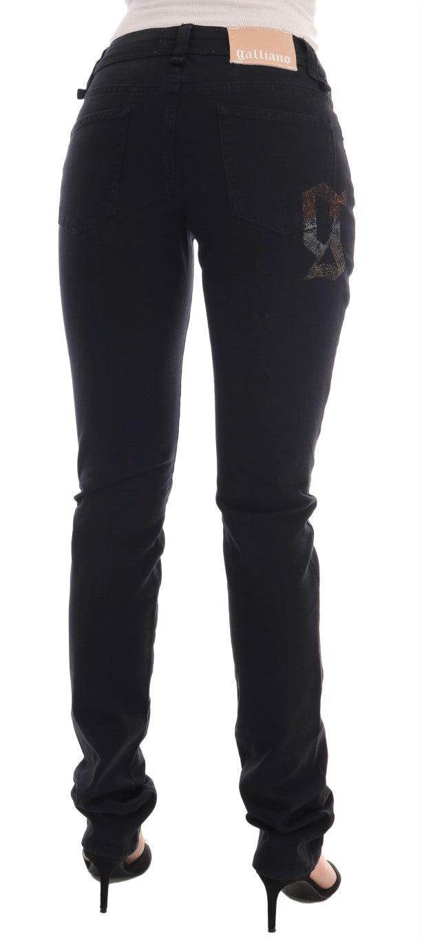 John Galliano Black Cotton Denim Stretch Regular Fit Jeans - Hilstor