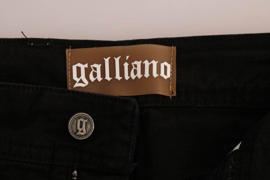 John Galliano Black Cotton Denim Stretch Regular Fit Jeans - Hilstor