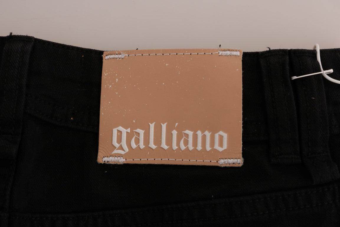 John Galliano Black Cotton Denim Stretch Regular Fit Jeans - Hilstor