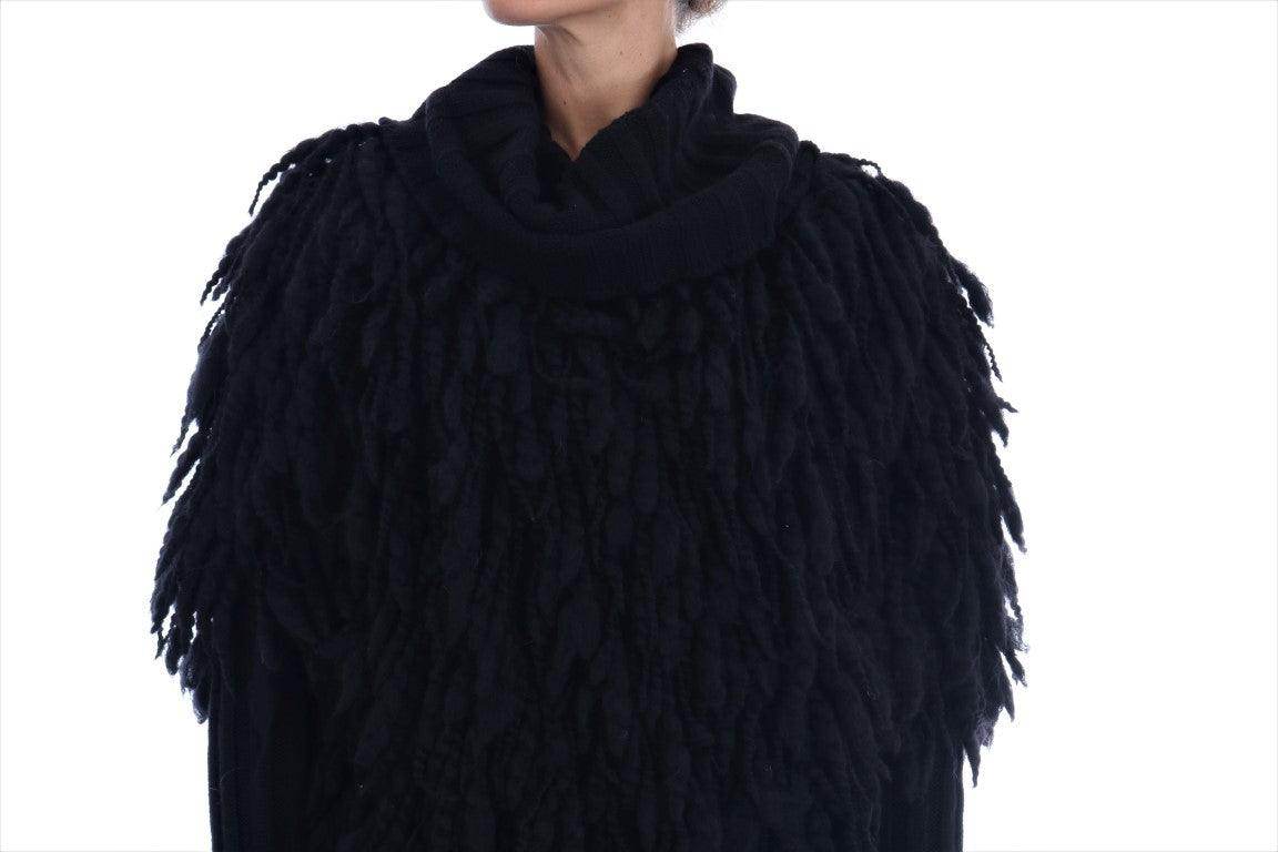 Dolce & Gabbana Black Fringes Wool Pullover Sweater - Hilstor
