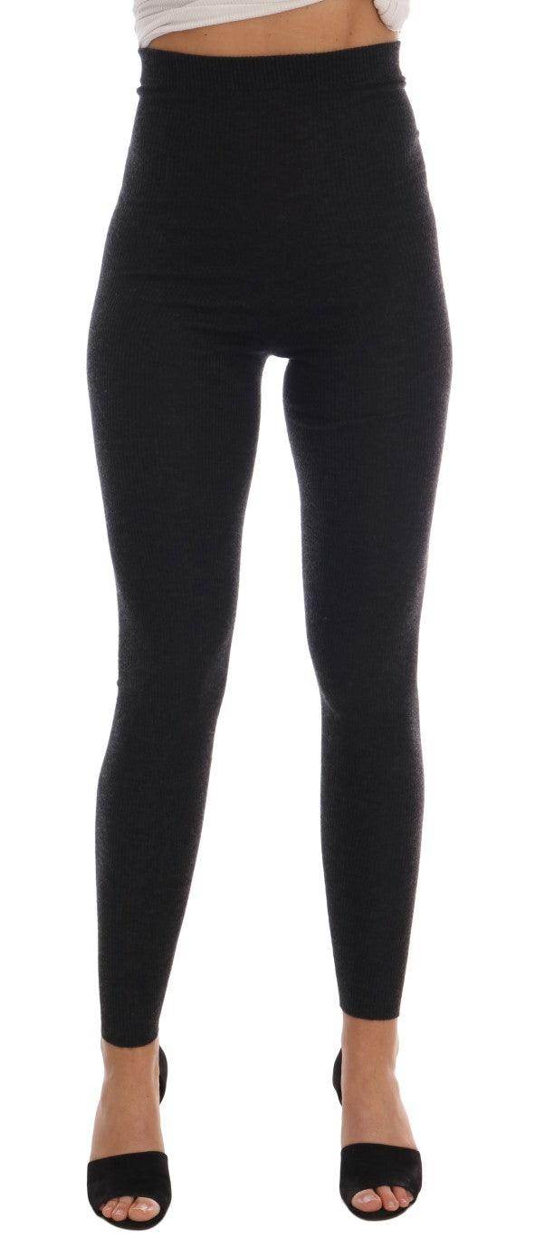 Dolce & Gabbana Elegant Gray Cashmere High Waist Pants - Hilstor