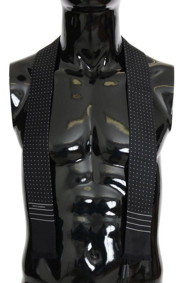 Dolce & Gabbana Dark Blue Polka Dotted Silk Scarf - Hilstor