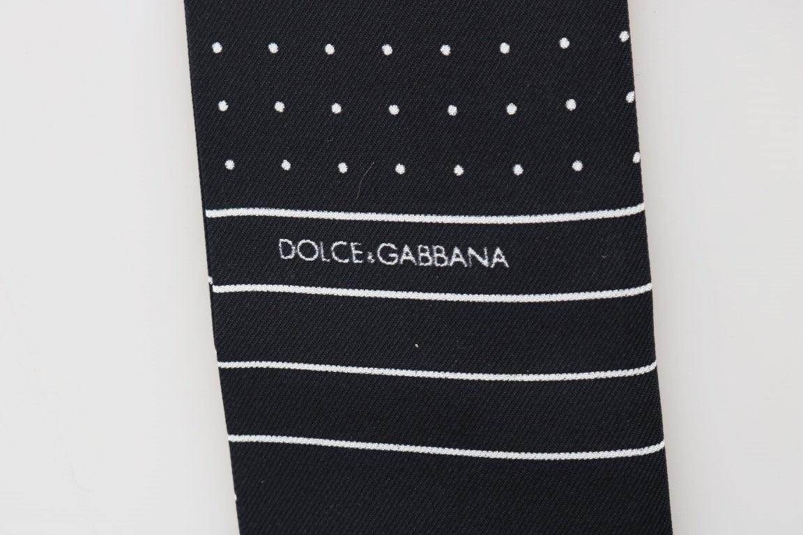 Dolce & Gabbana Dark Blue Polka Dotted Silk Scarf - Hilstor