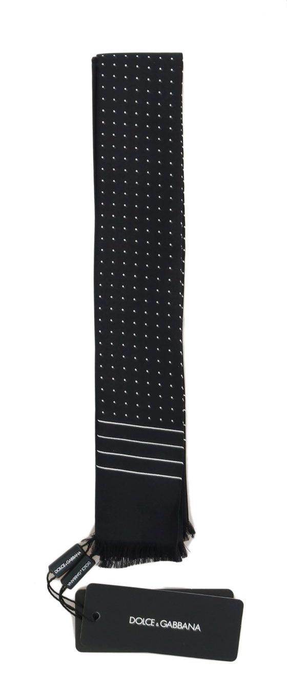 Dolce & Gabbana Dark Blue Polka Dotted Silk Scarf - Hilstor