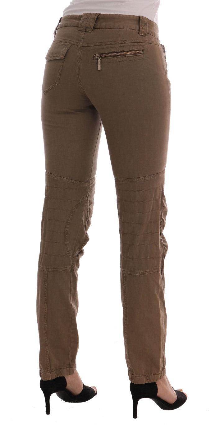 Ermanno Scervino Brown Cotton Casual Slim Fit Pants - Hilstor