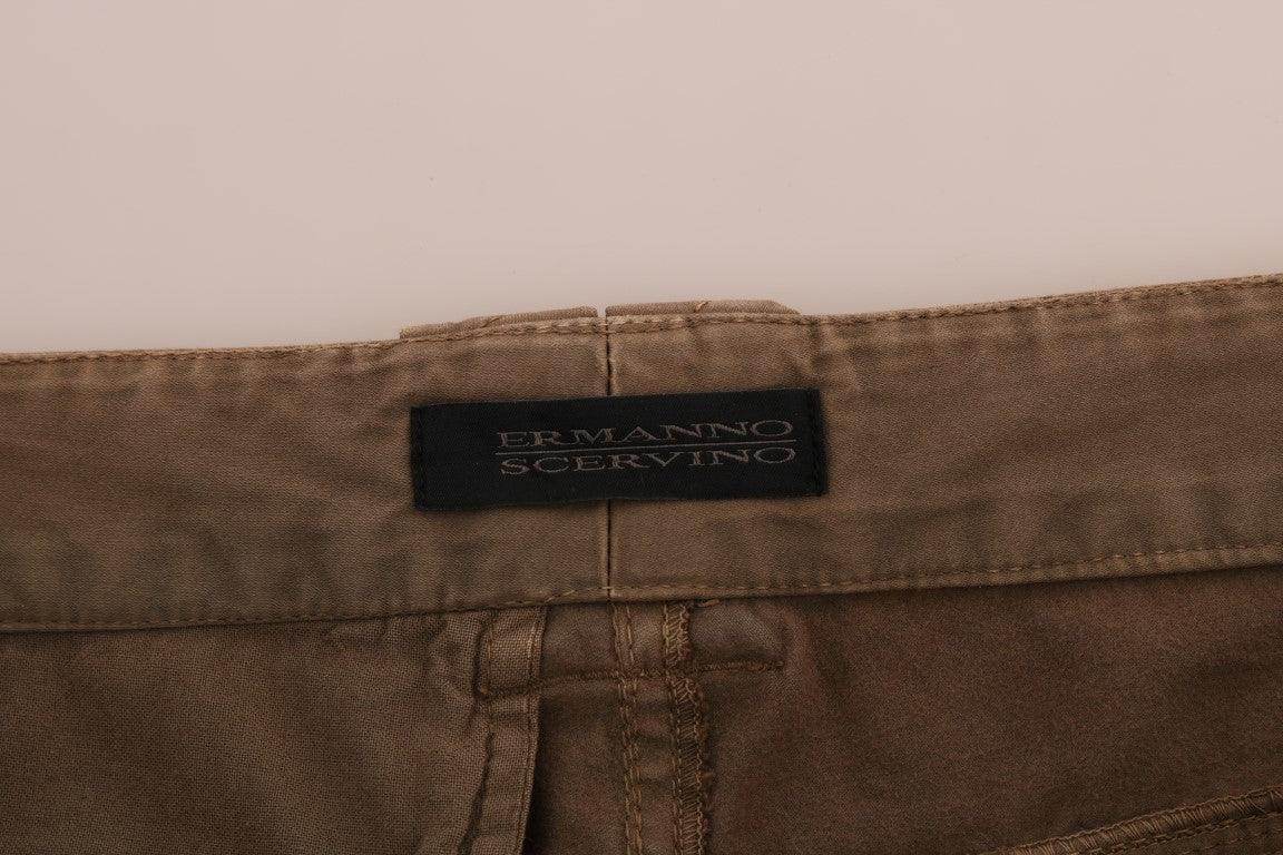 Ermanno Scervino Brown Cotton Casual Slim Fit Pants - Hilstor