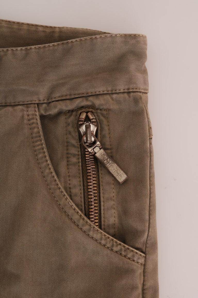 Ermanno Scervino Brown Cotton Casual Slim Fit Pants - Hilstor