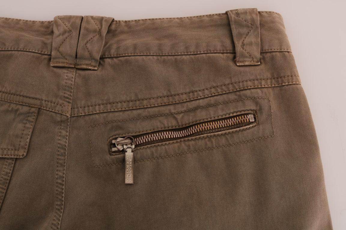Ermanno Scervino Brown Cotton Casual Slim Fit Pants - Hilstor