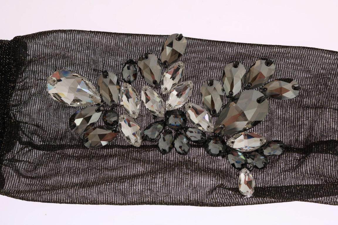 Dolce & Gabbana Crystal-Embellished Black Mid-Calf Stockings - Hilstor