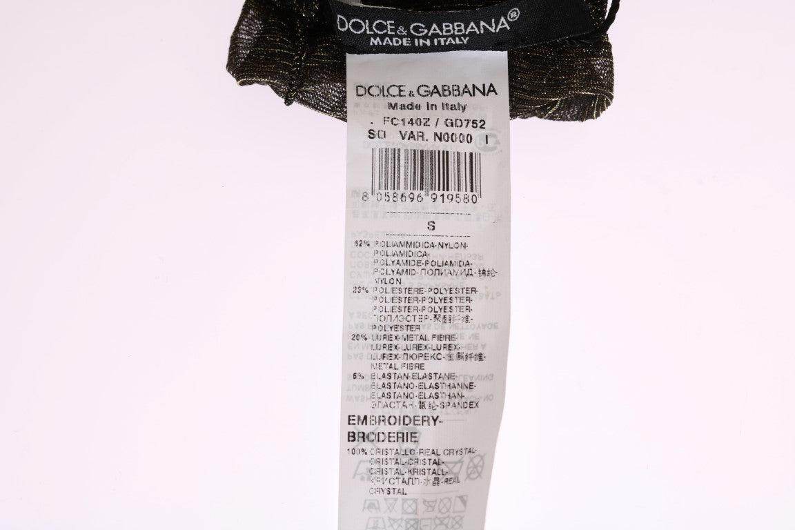 Dolce & Gabbana Crystal-Embellished Black Mid-Calf Stockings - Hilstor