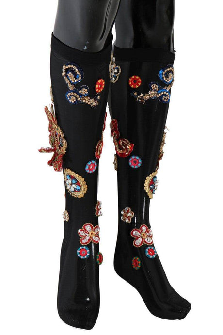 Dolce & Gabbana Elegant Embellished Crystal Stockings - Hilstor