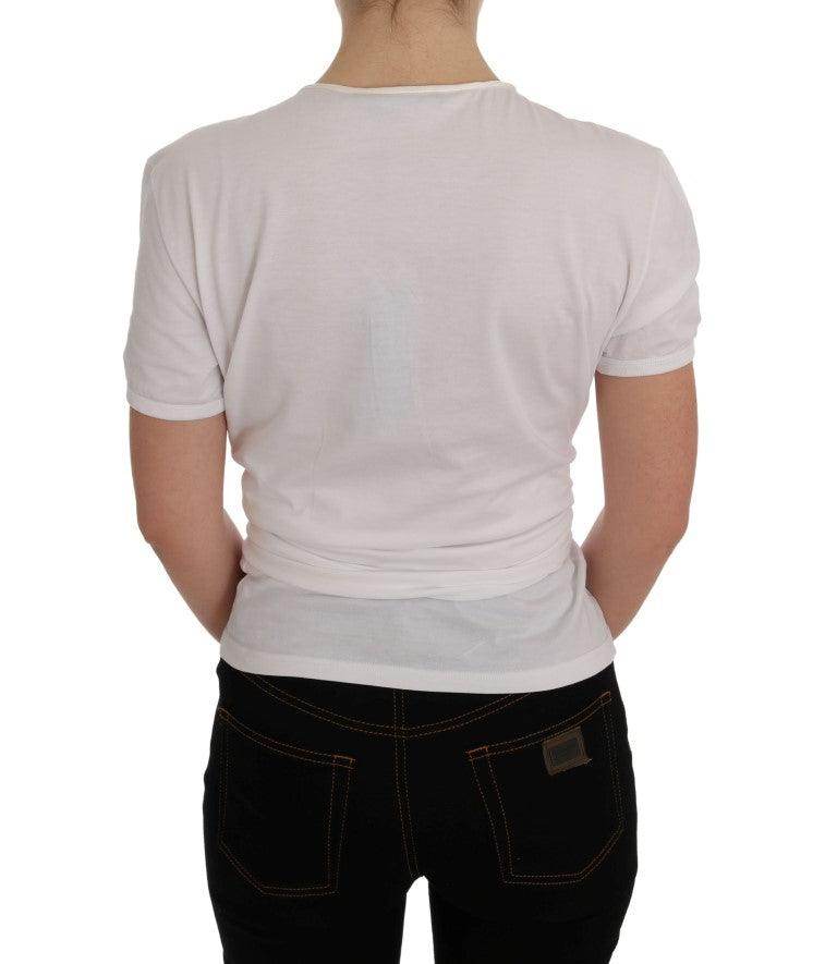 Dolce & Gabbana Elegant White Wrap Blouse with Crystal Accents - Hilstor