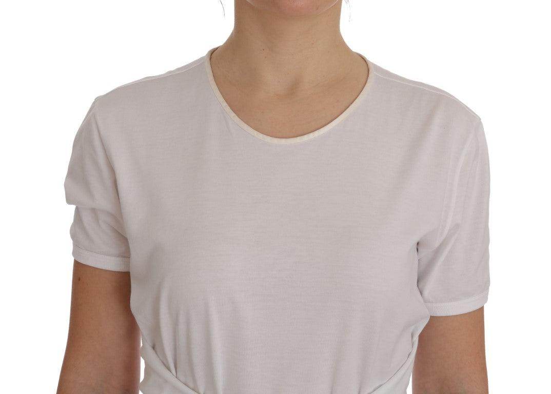 Dolce & Gabbana Elegant White Wrap Blouse with Crystal Accents - Hilstor