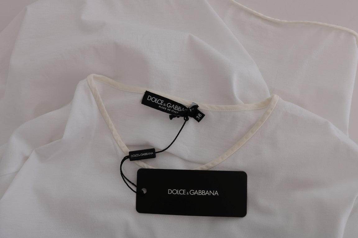 Dolce & Gabbana Elegant White Wrap Blouse with Crystal Accents - Hilstor