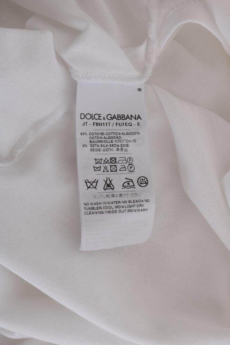 Dolce & Gabbana Elegant White Wrap Blouse with Crystal Accents - Hilstor