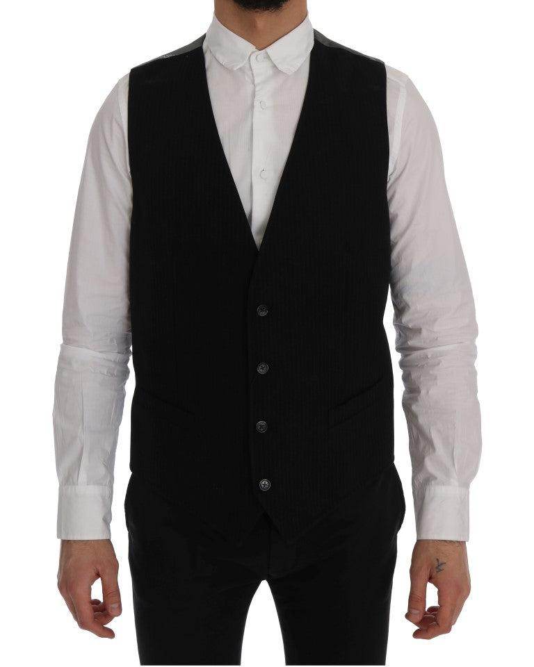 Dolce & Gabbana Black STAFF Cotton Rayon Vest - Hilstor