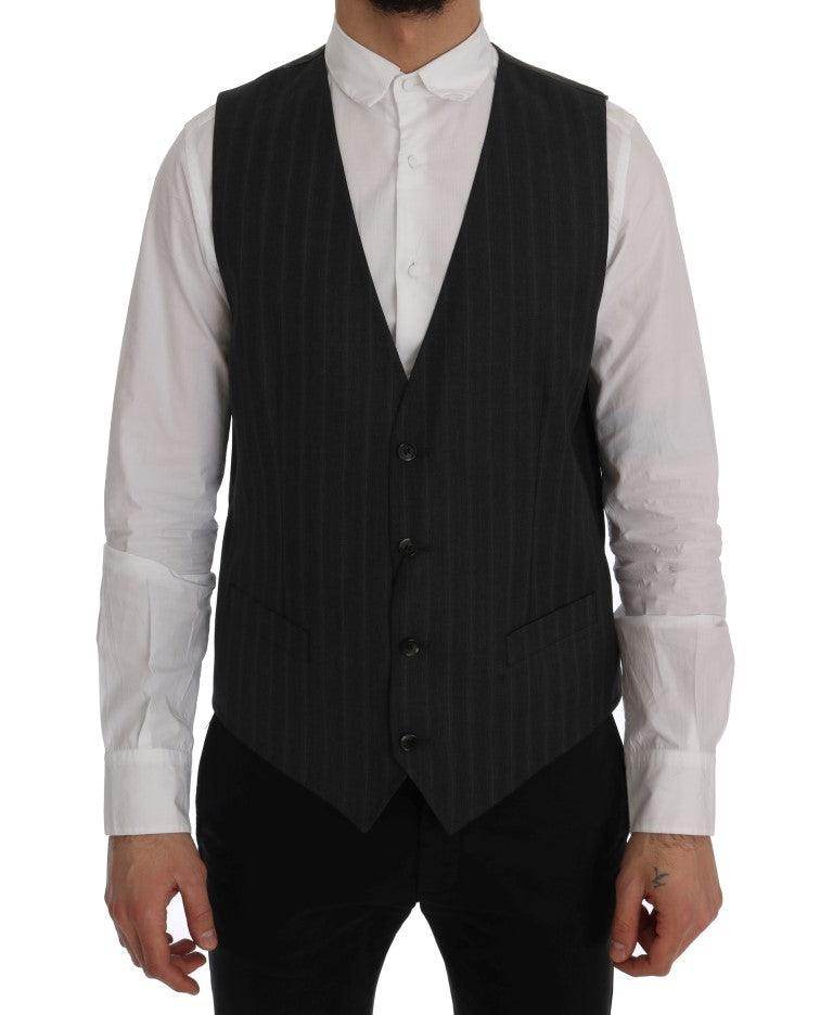Dolce & Gabbana Gray STAFF Wool Stretch Vest - Hilstor