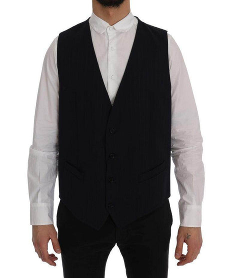 Dolce & Gabbana Blue STAFF Wool Stretch Vest - Hilstor