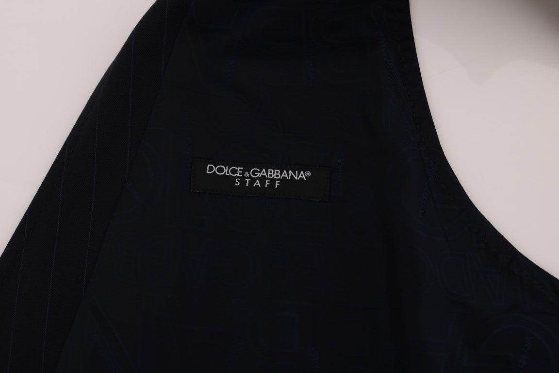 Dolce & Gabbana Blue STAFF Wool Stretch Vest - Hilstor