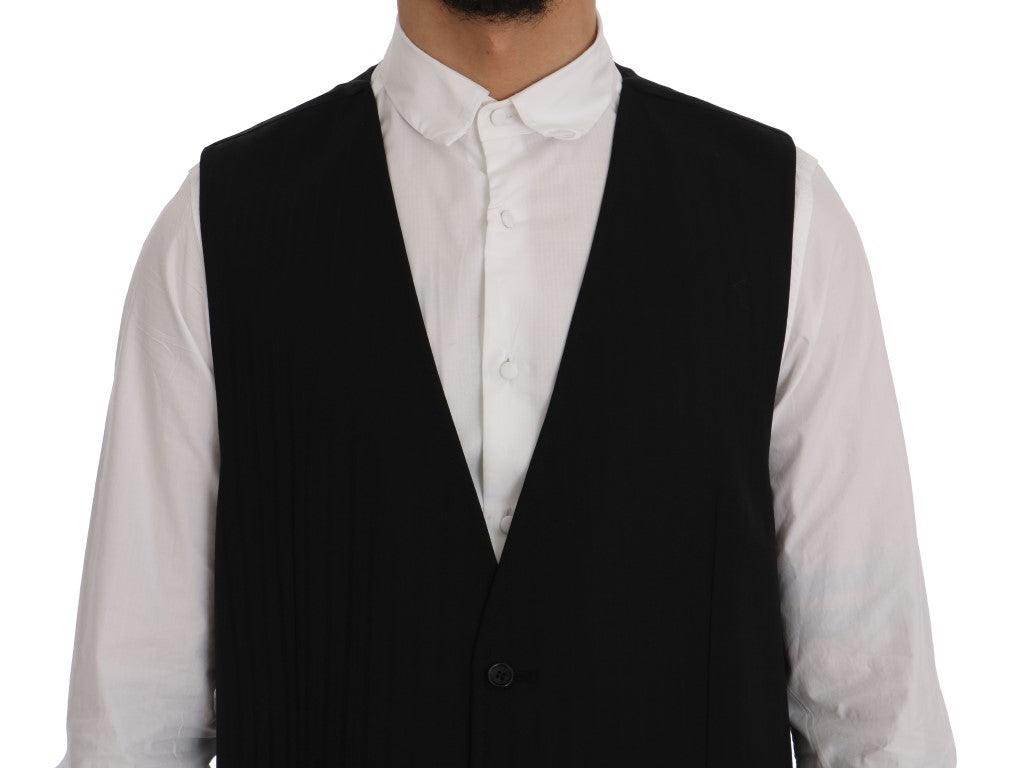 Dolce & Gabbana Black STAFF Wool Stretch Vest - Hilstor