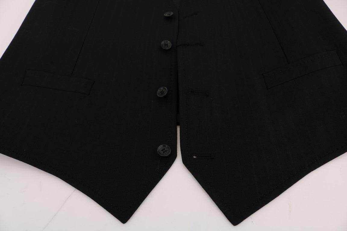 Dolce & Gabbana Black STAFF Wool Stretch Vest - Hilstor