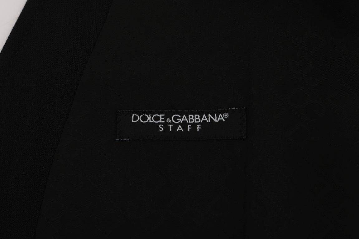 Dolce & Gabbana Black STAFF Wool Stretch Vest - Hilstor