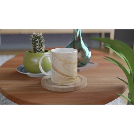 11oz Ceramic Mug - Latte art with a colored rim, inside, and handle - Hilstor