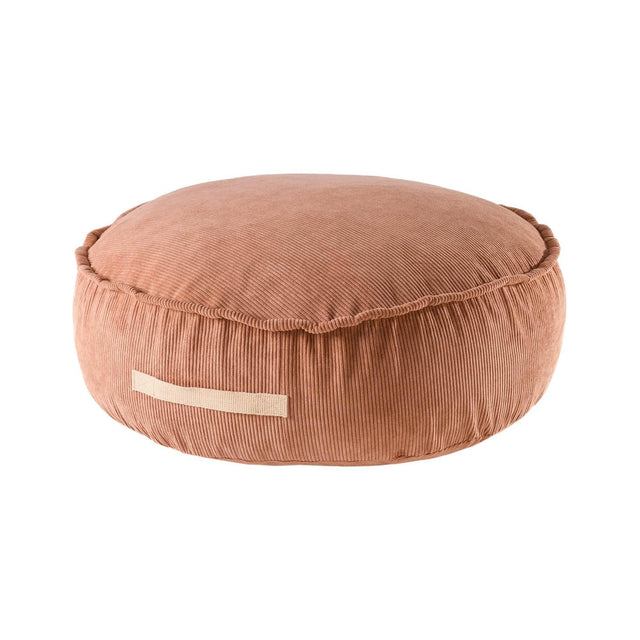 MeowBaby® Corduroy Pouf Round – Brick, Designer Seating for Children, Made in Europe, Washable Cover, 65cm - Hilstor