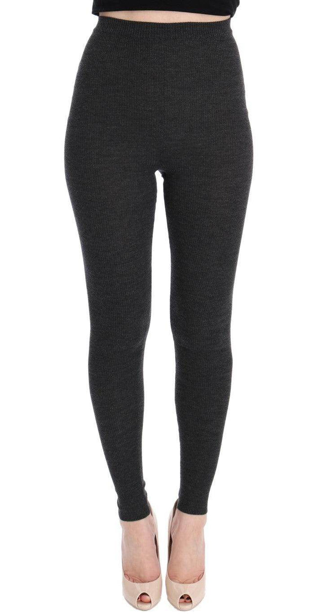 Dolce & Gabbana Elegant Gray High-Waist Wool Tights Pants - Hilstor