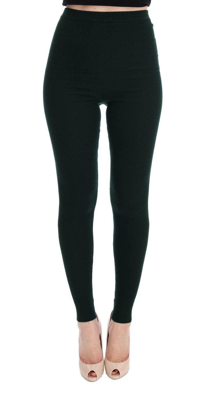 Dolce & Gabbana Elegant High Waist Green Wool Tights - Hilstor