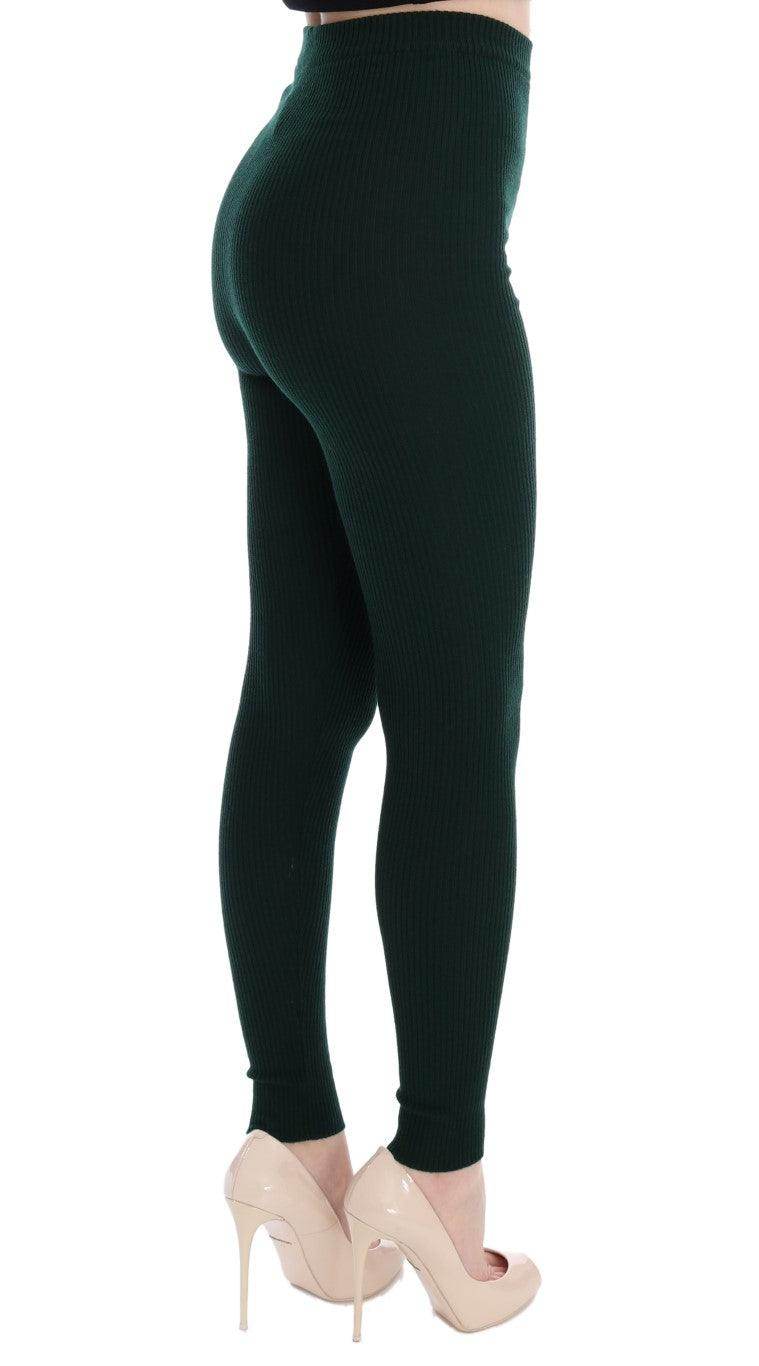 Dolce & Gabbana Elegant High Waist Green Wool Tights - Hilstor