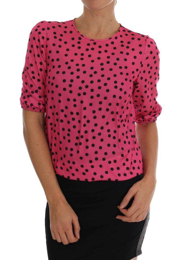 Dolce & Gabbana Chic Pink Polka Dotted Silk Blouse - Hilstor