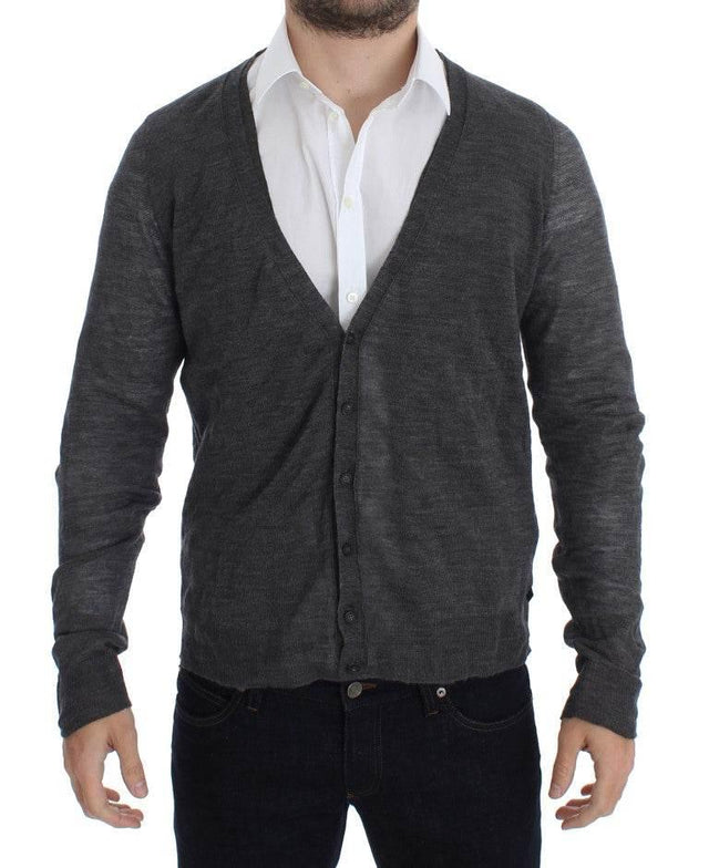 Costume National Gray Wool Button Cardigan Sweater - Hilstor