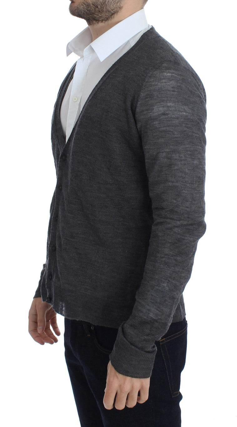 Costume National Gray Wool Button Cardigan Sweater - Hilstor