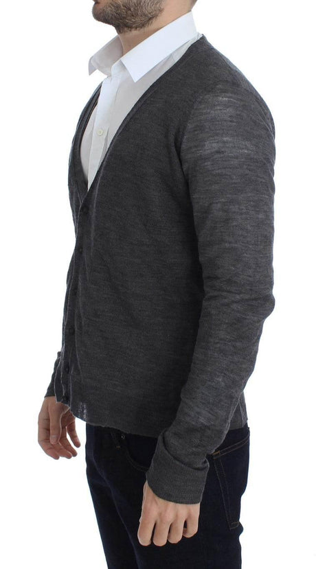 Costume National Gray Wool Button Cardigan Sweater - Hilstor