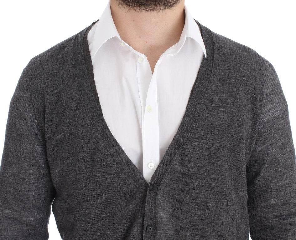 Costume National Gray Wool Button Cardigan Sweater - Hilstor