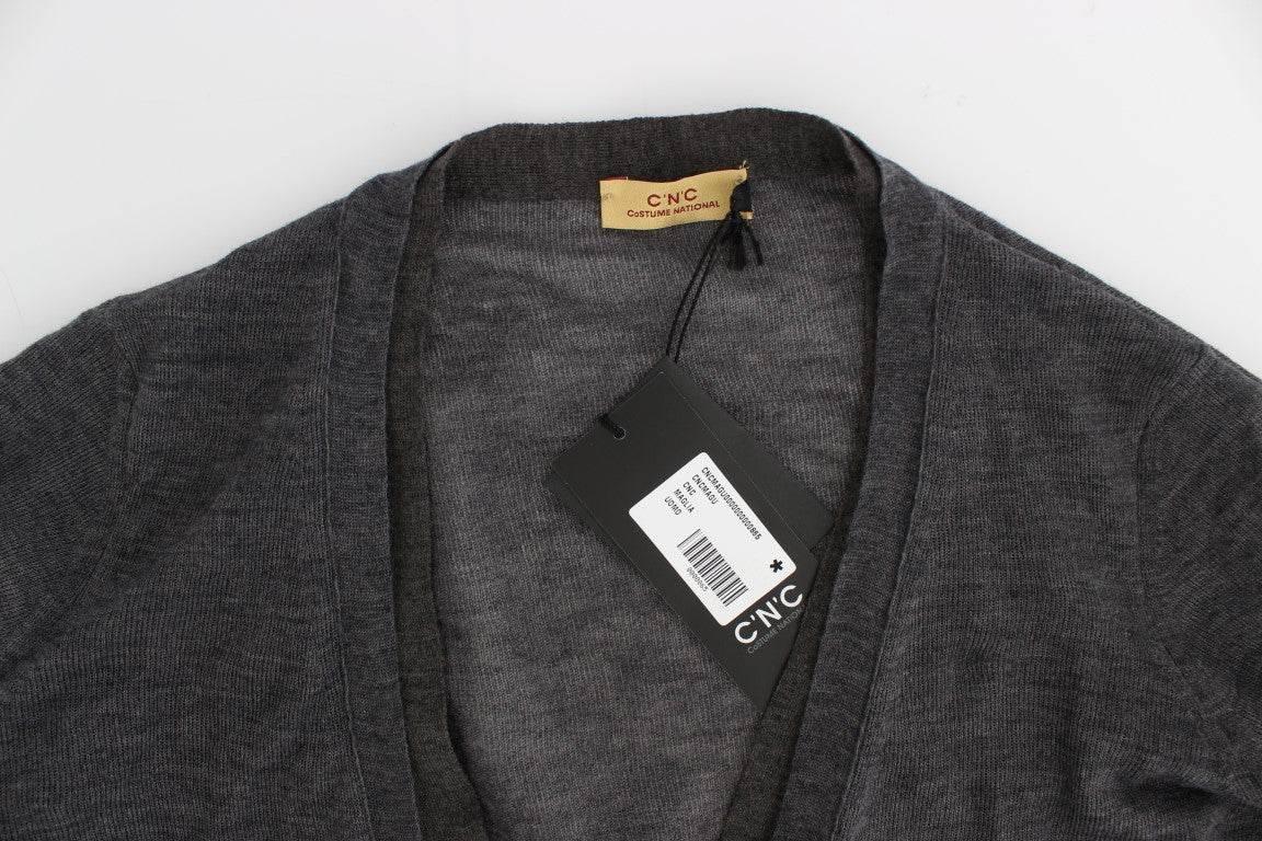 Costume National Gray Wool Button Cardigan Sweater - Hilstor