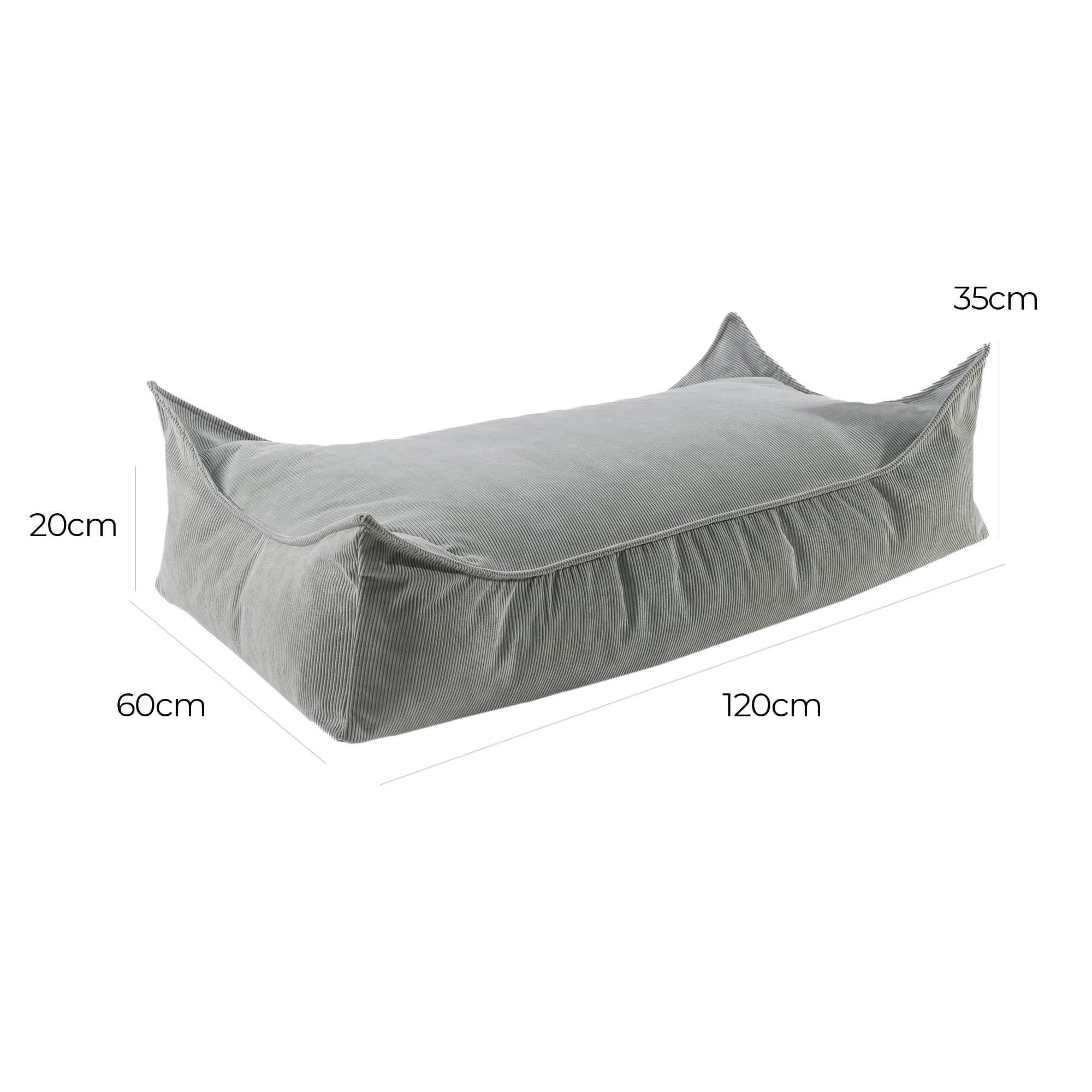 MeowBaby® Pouffe For Children, Rectangular Corduroy – Grey, Made in Europe, Washable & Durable, 120cm Kids' Play Pouf - Hilstor